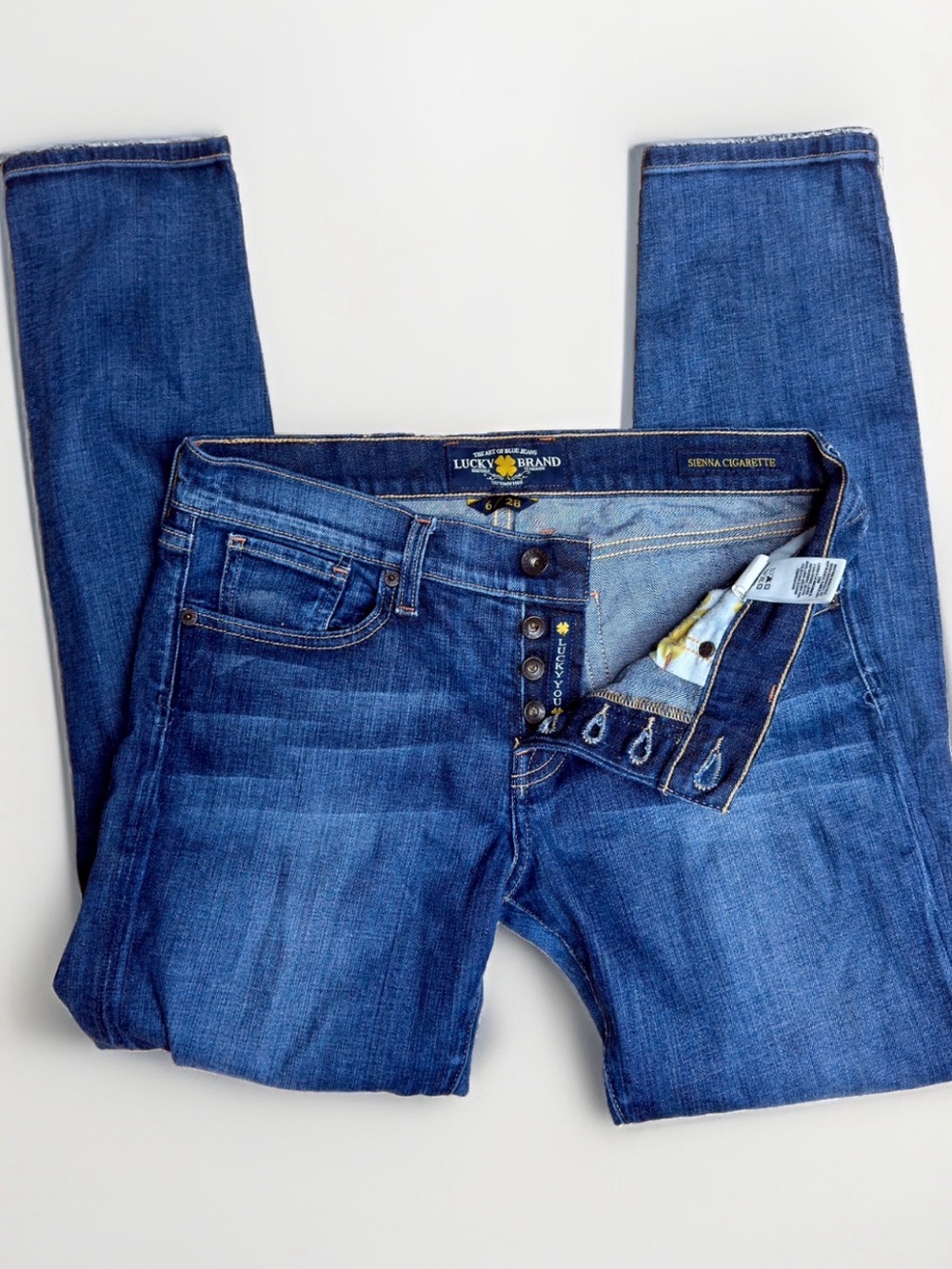 Lucky Brand Button Fly Sienna Cigarette Jeans Size 6/28 Mid-Rise Medium Wash